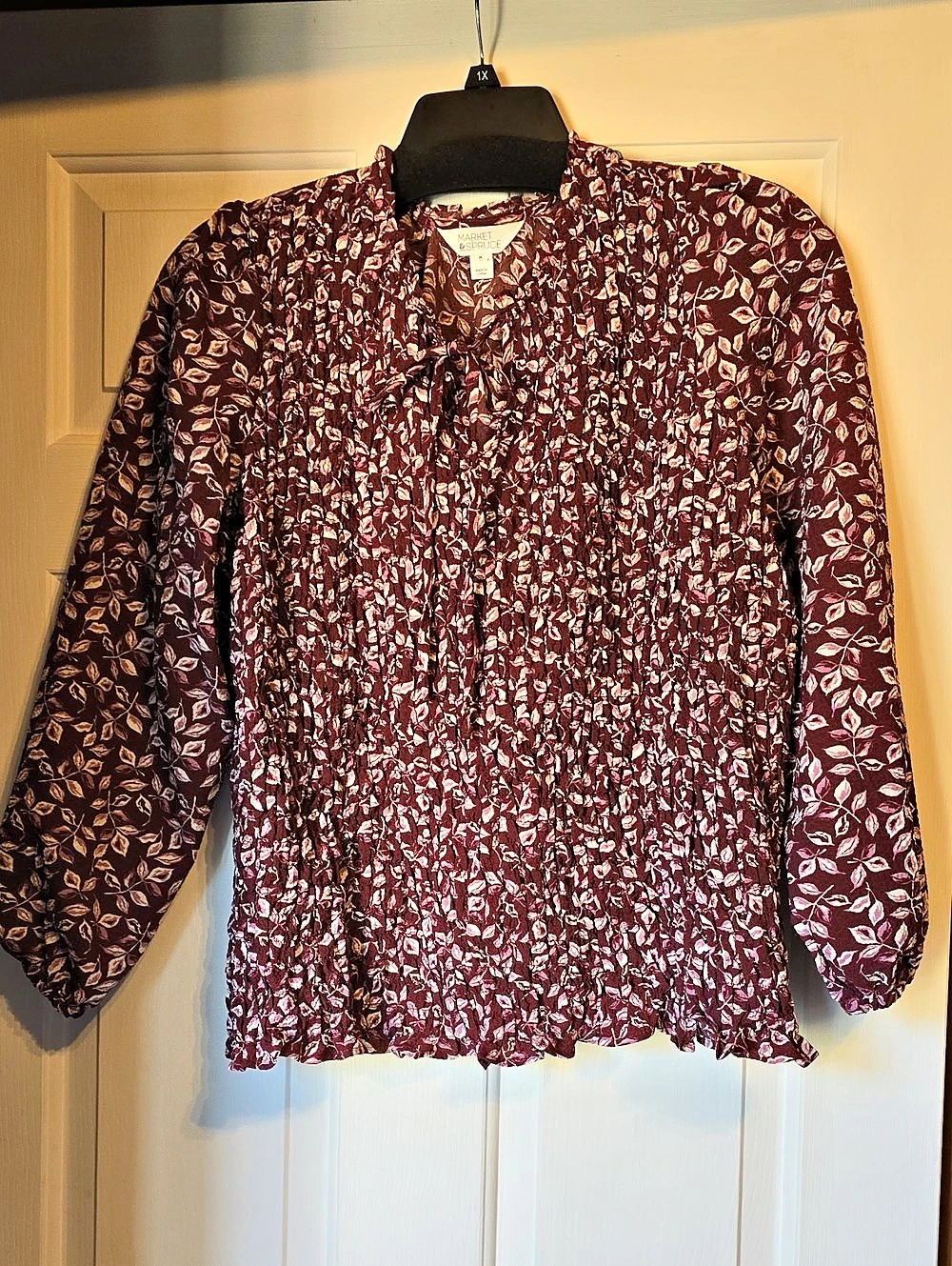 Market & Spruce Floral Long Sleeve Blouse in Purple & Pink
